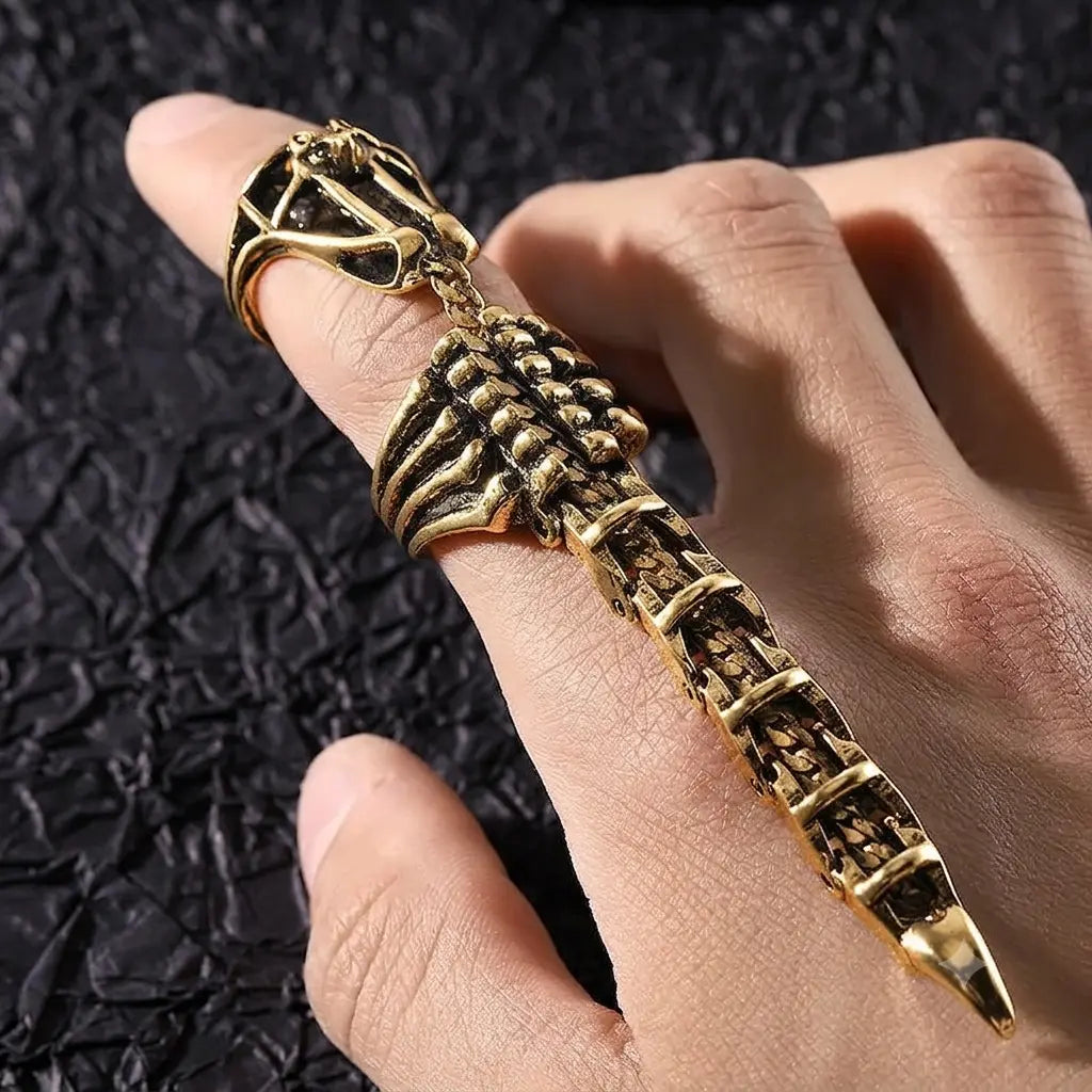Punk Skeleton Claw Ring, claw finger ring, Finger ArmCosplay or, Steampunk Mechanical Ring, Unisex Hinged Knuckle Ring Yamireth