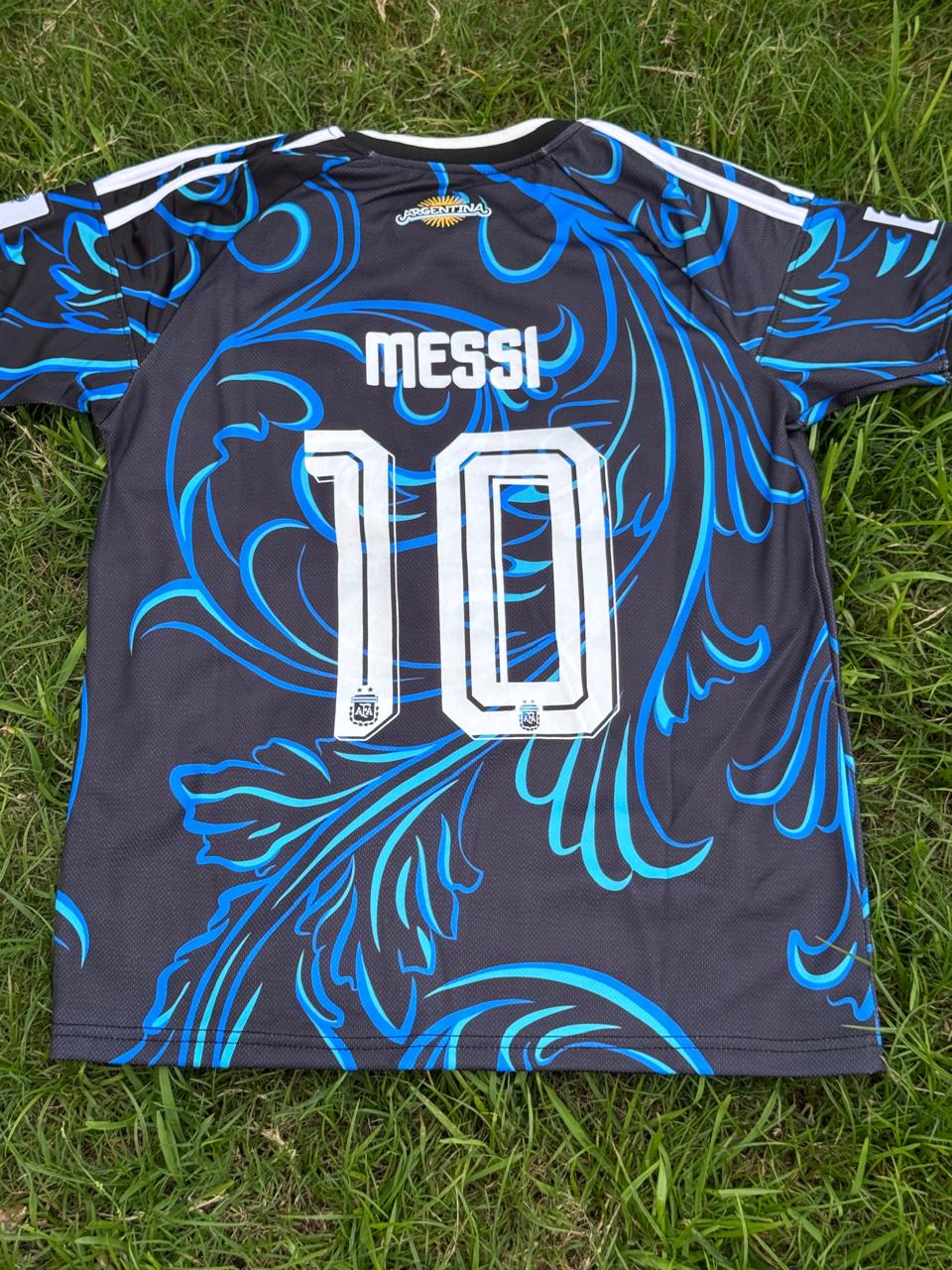 Argentina Messi jersey 2026/27 Pre-Match Jersey – Lionel Messi #10 (Black & Blue Filigree Edition)