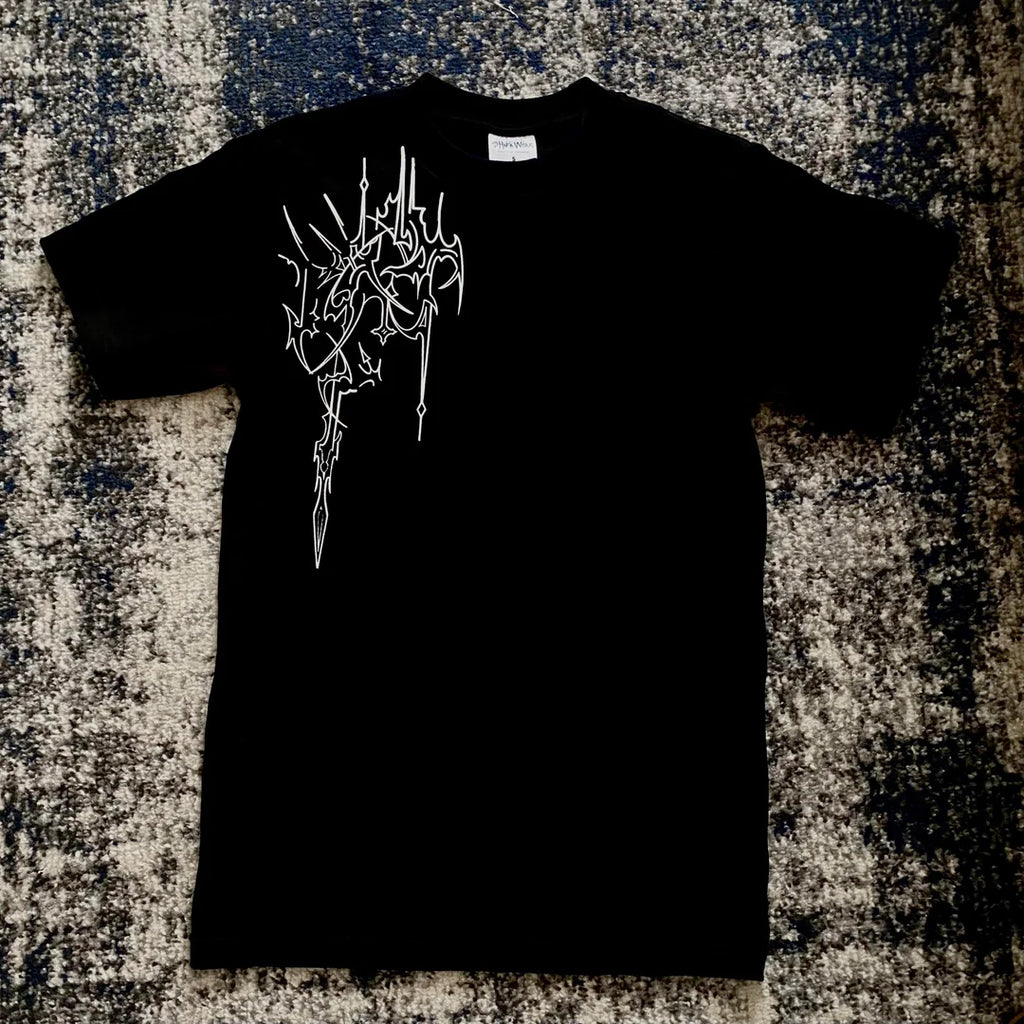 Oversized Gothic Graphic T-Shirt – Dark Metal & Cyber Sigil Designs | Yamireth