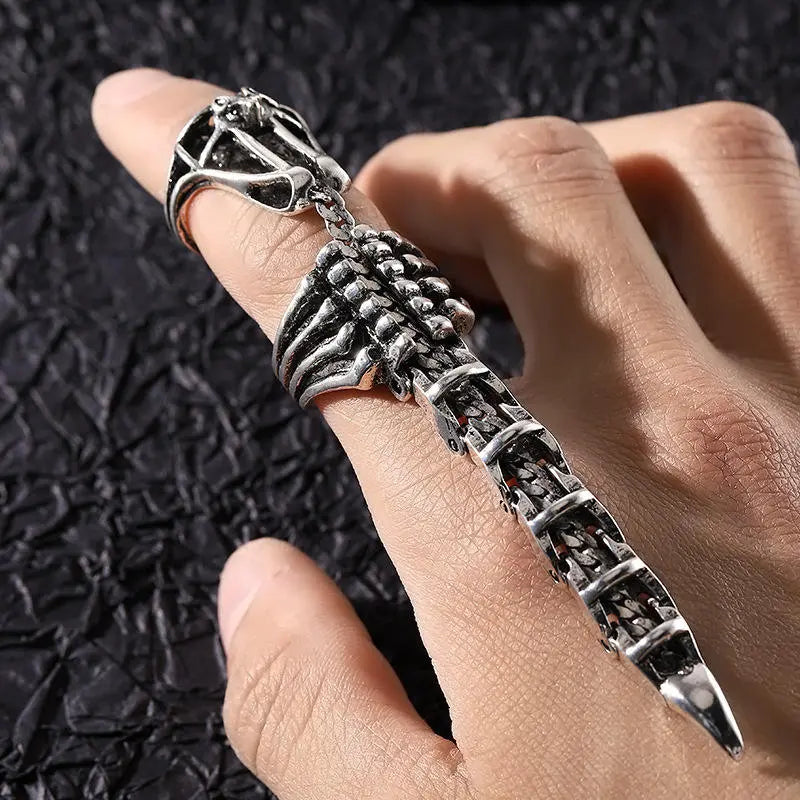 Punk Skeleton Claw Ring, claw finger ring, Finger ArmCosplay or, Steampunk Mechanical Ring, Unisex Hinged Knuckle Ring Yamireth